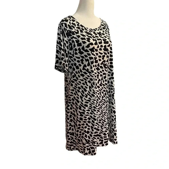 Chicos Animal Rain Knee-Length Shift Dress Size L/XL Stretch Oversized Flowy - Picture 3 of 11